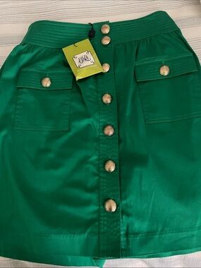 Skirtin Around Emerald Green Button-Front Mini Skirt